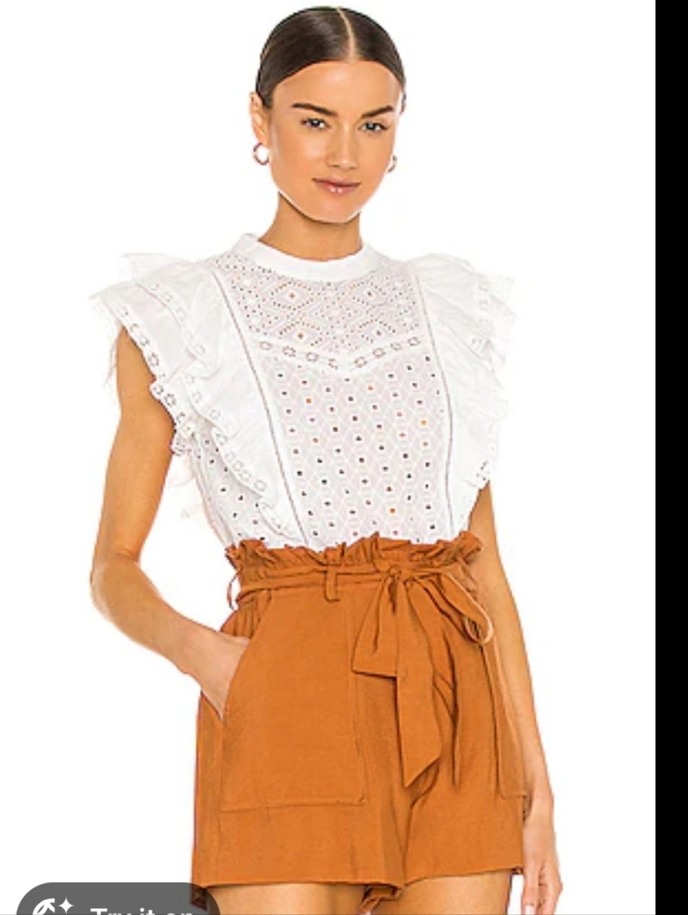《 Veronica Beard 》 White Eyelet Jie Blouse